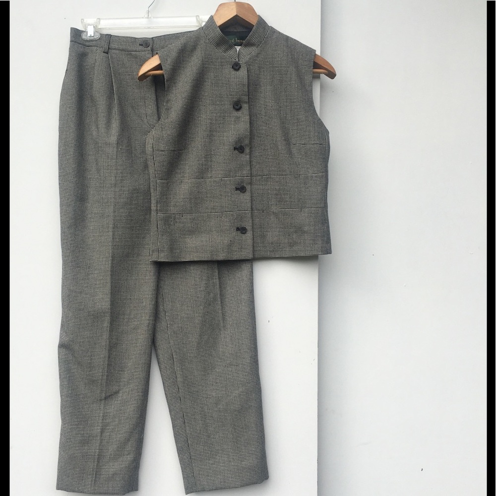 Herve Bernard 100% Wool Vest Pants set sz 8